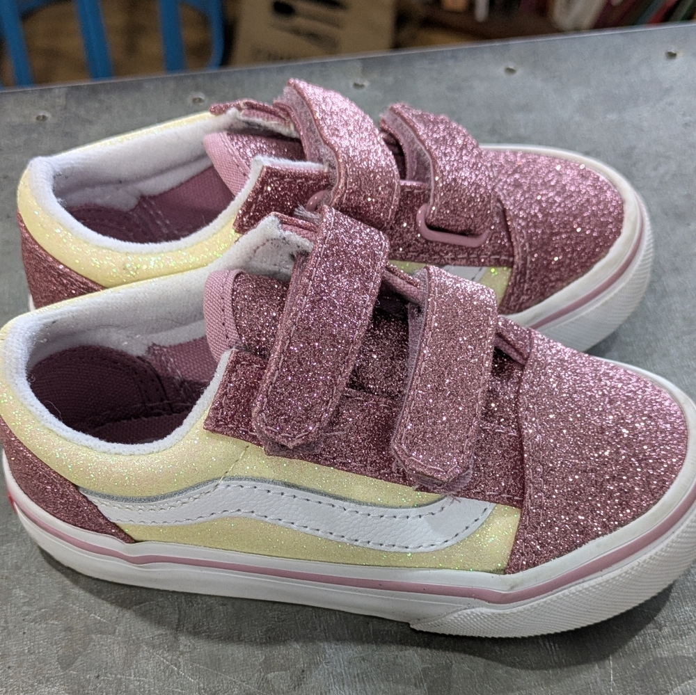 Glittery Pink Kids Vans - Picture 2 of 5